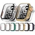 Set of Apple Watch cases in various colors on a white background