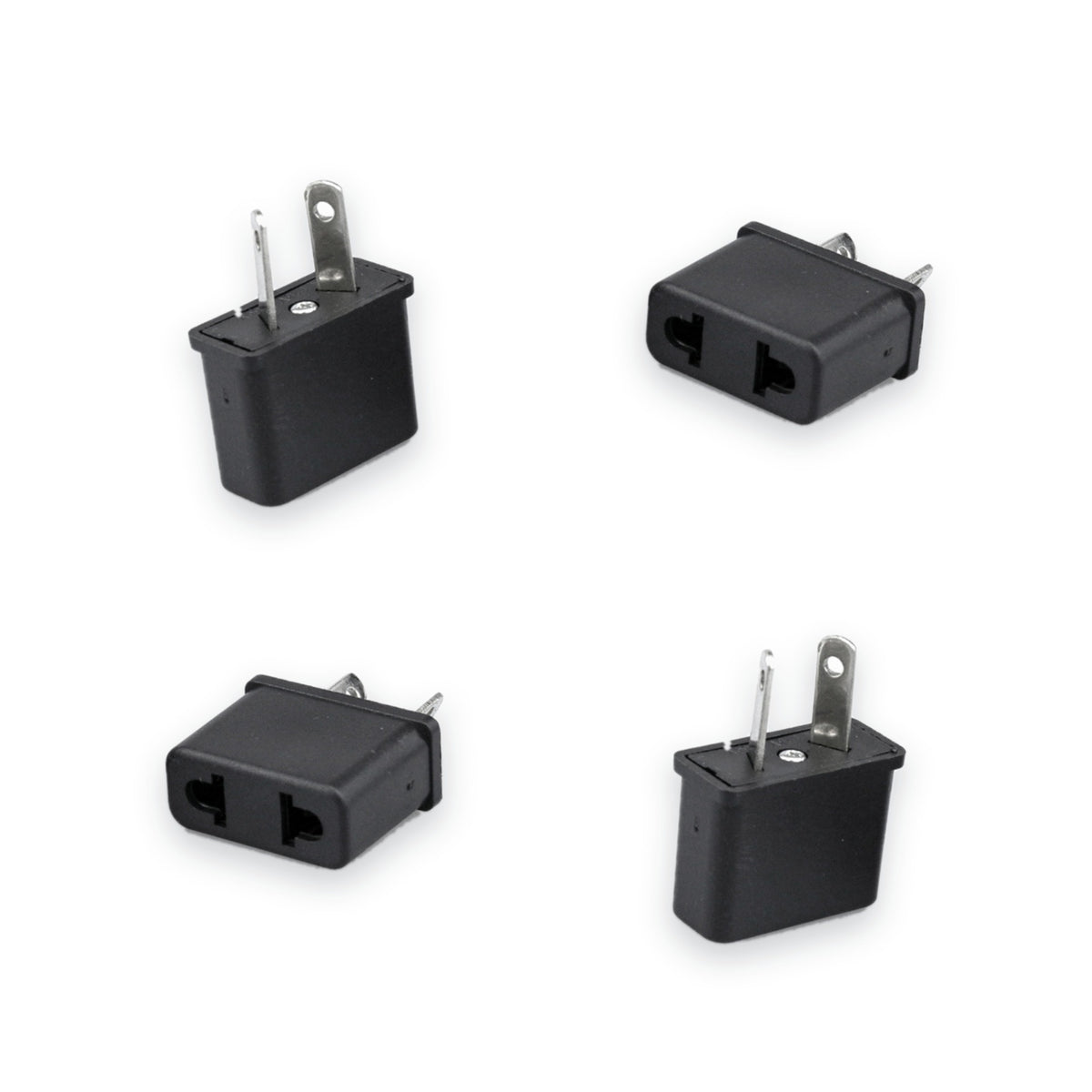 4-pack of black 2-pin AU/NZ travel plug adapters