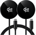 Two black circular 25W wireless charging pads with braided black cables and USB-C connectors, shown on a white background.