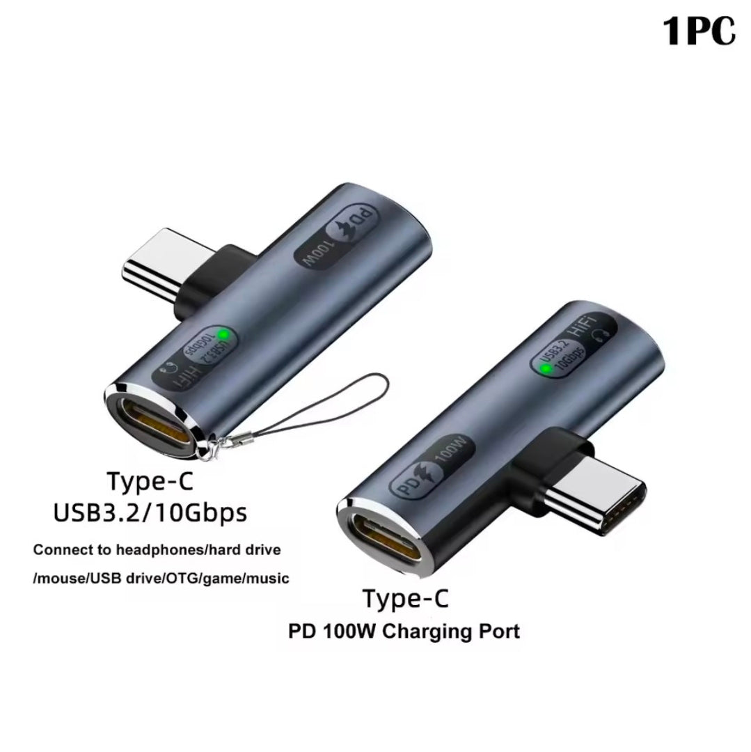 Two USB-C adapters on a white background with text describing their features.