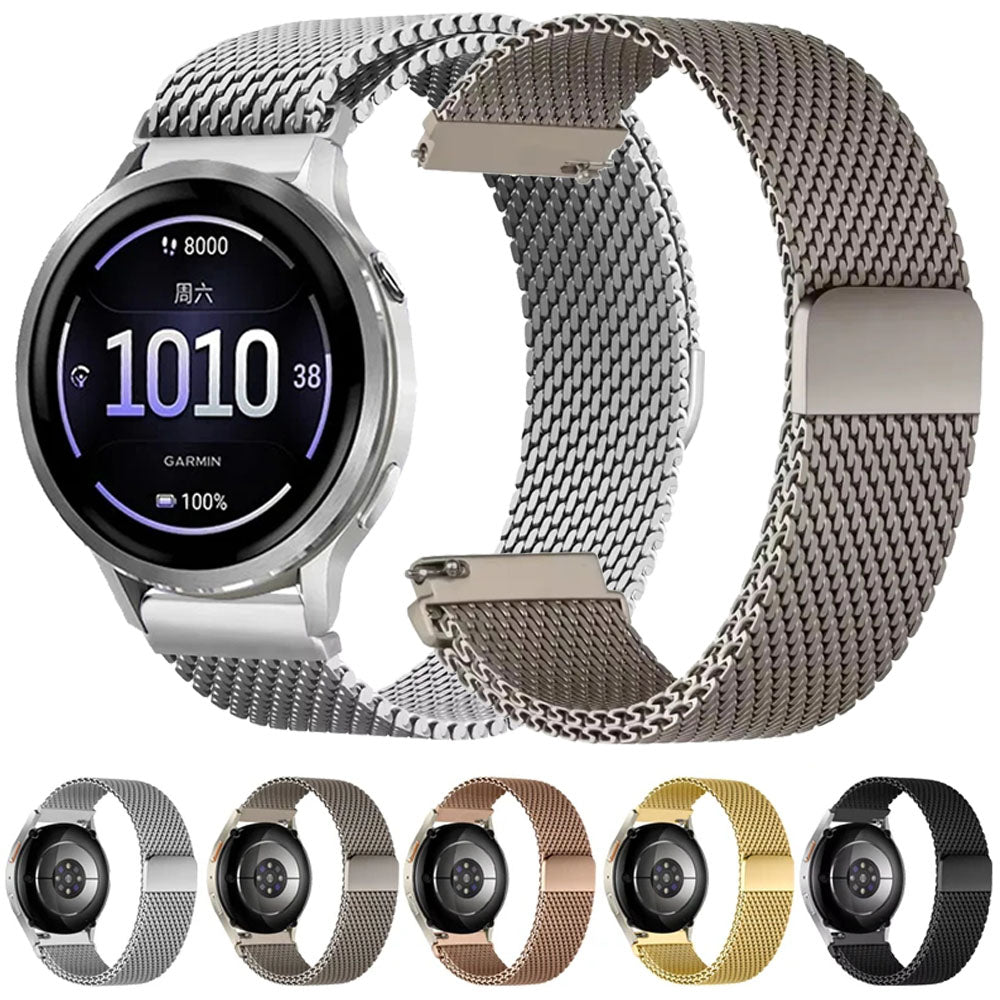 AXYON Garmin Milanese loop band in stainless steel mesh with a magnetic clasp, QuickFit 22mm