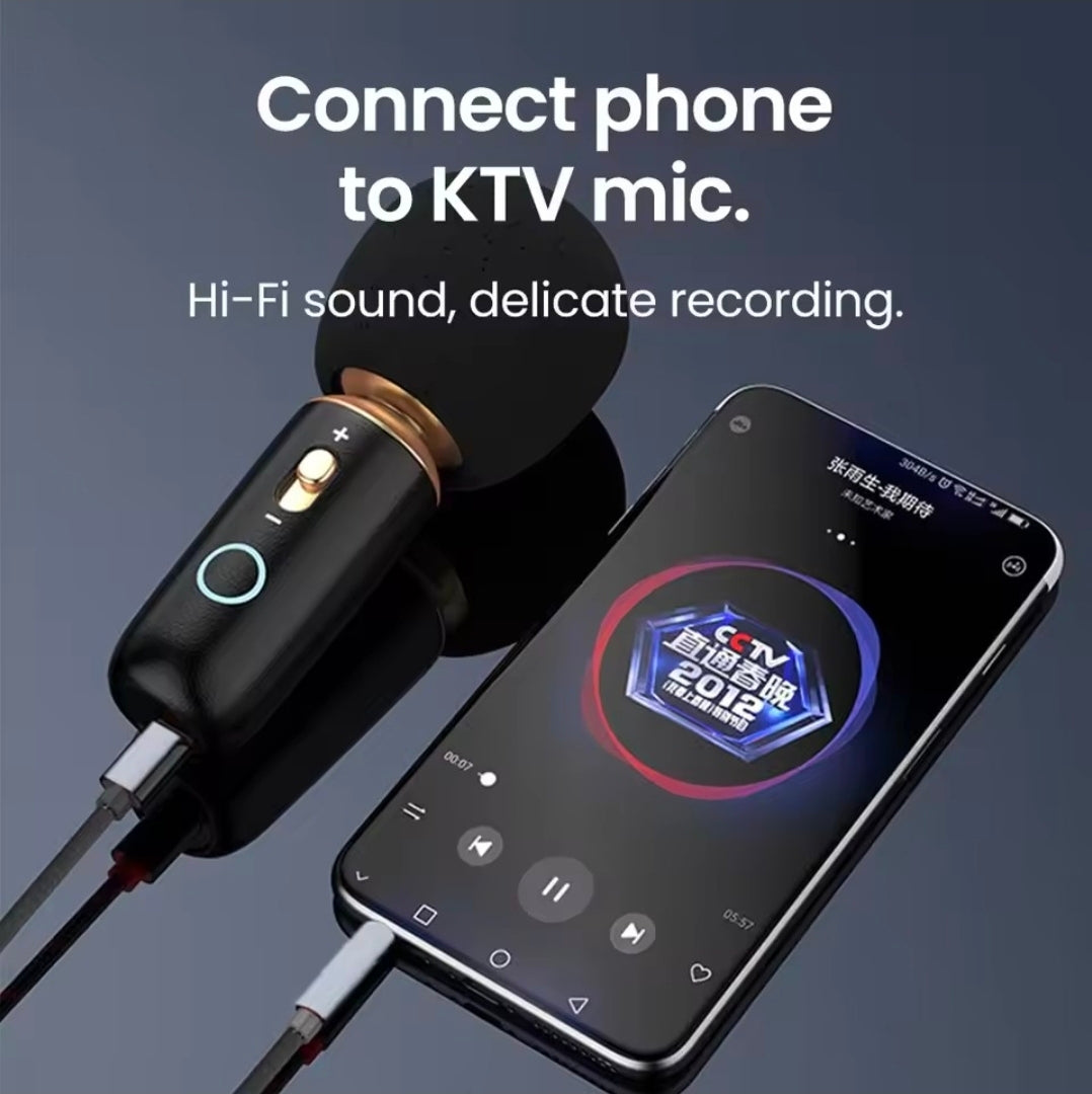 AXYON Lightning to AUX cable connecting iPhone to KTV microphone for Hi-Fi sound and delicate recording - karaoke and live streaming setup