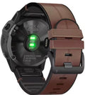 AXYON Garmin leather and silicone band in Dark Brown with a pin buckle, QuickFit 22mm