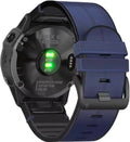 AXYON Garmin leather and silicone band in Midnight Blue with a pin buckle, QuickFit 22mm