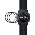 AXYON PMMA 3D soft film screen protector 3-pack beside a round smartwatch
