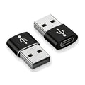AXYON USB-A to USB-C adapter 2-pack, 2 Black adapters
