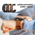 AXYON Garmin leather and silicone hybrid band with a pin buckle, QuickFit 22mm