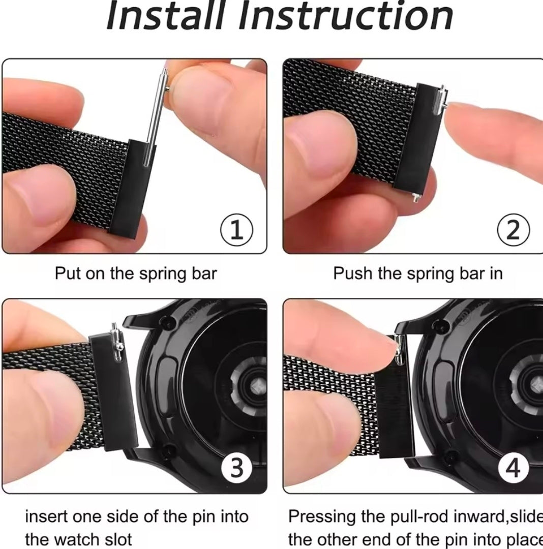 AXYON Garmin Milanese loop band in stainless steel mesh with a magnetic clasp, QuickFit 22mm