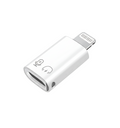 White USB adapter with lightning connector on a white background