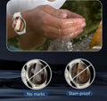 Person washing hands with water, wearing a watch, and showing stain-proof and no marks features on a dark background.