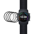 AXYON PMMA 3D soft film screen protector 4-pack beside a round smartwatch