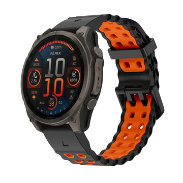 AXYON Garmin marine silicone band in Black and Orange with an alloy buckle, QuickFit 26mm