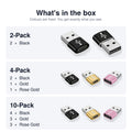 What's in the box: 2-pack, 4-pack and 10-pack colour contents of AXYON USB-C adapters