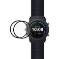 AXYON PMMA 3D soft film screen protector 2-pack beside a round smartwatch