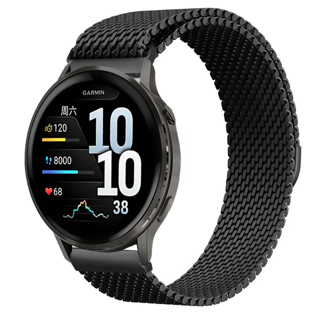 AXYON Garmin Milanese loop band in stainless steel mesh with a magnetic clasp, QuickFit 22mm
