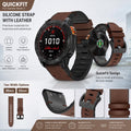 AXYON Garmin leather and silicone hybrid band with a pin buckle, QuickFit 22mm