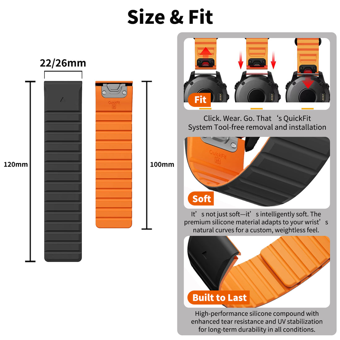 AXYON Garmin magnetic silicone band with a two-tone finish, QuickFit 22mm