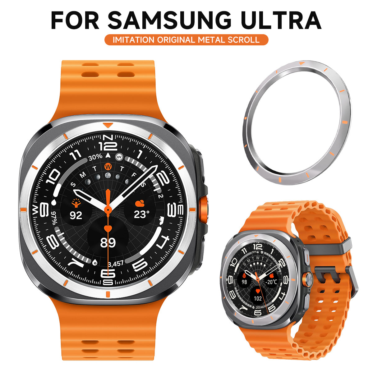 Galaxy Watch 7 Ultra Metal Bezel Ring | AXYON Orange