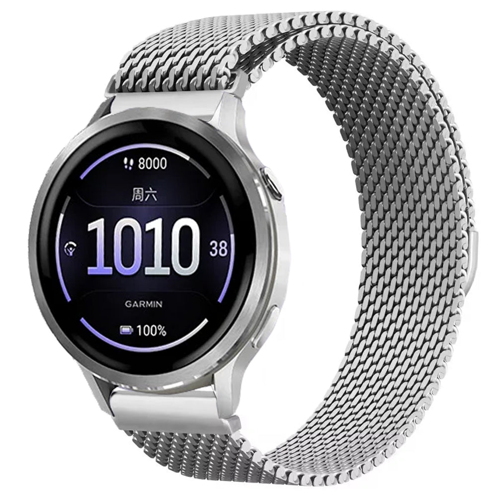 AXYON Garmin Milanese loop band in stainless steel mesh with a magnetic clasp, QuickFit 22mm