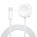 White USB-C cable with a square adapter on a white background