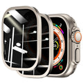 Smartwatch with a protective glass cover on a white background