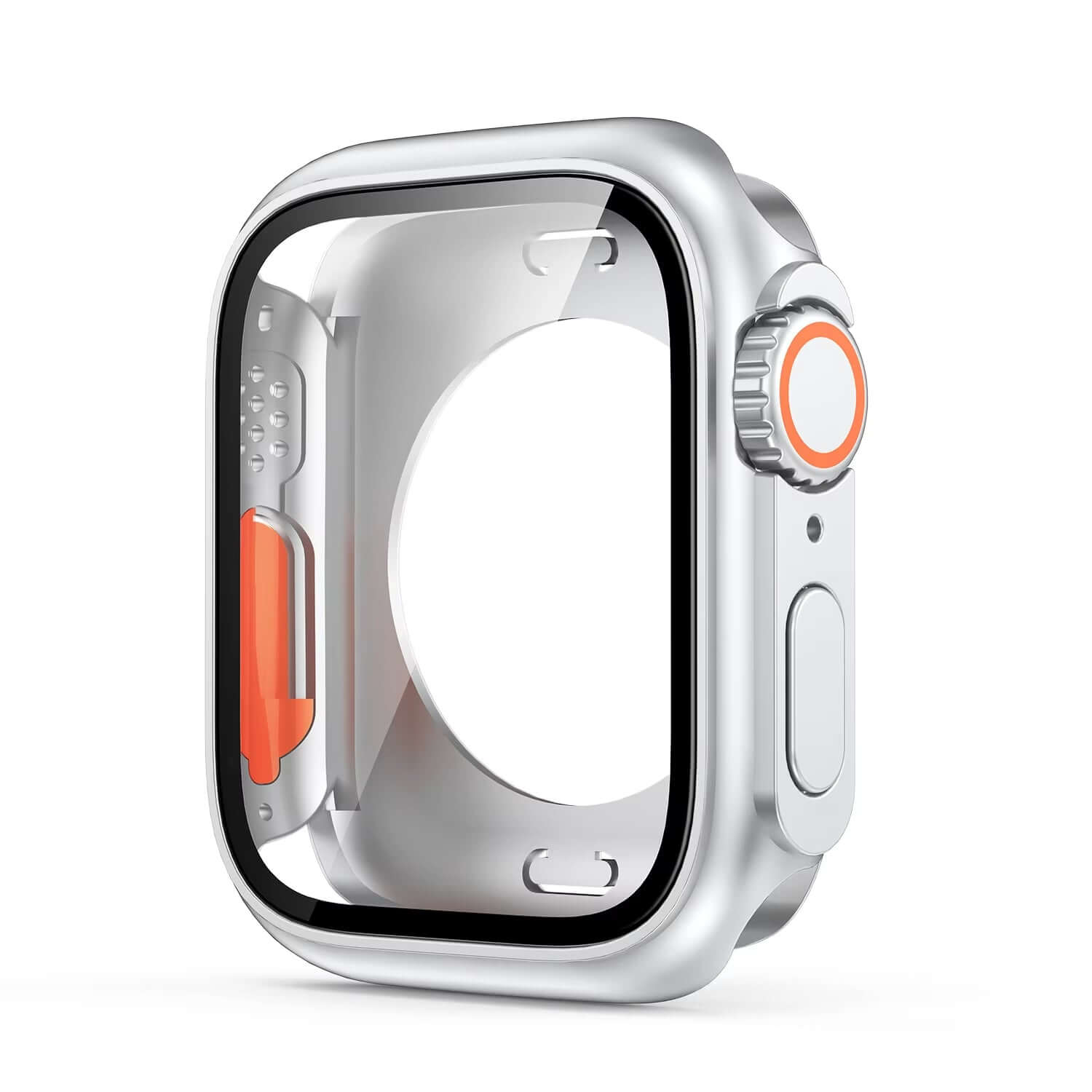 Smartwatch with a protective case on a white background